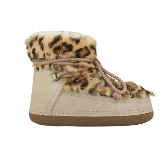 NEW INUIKII Classic Snow Boots Womens 37 7 Brown Leopard Jaguar Wild Print Shoes - Picture 1 of 12